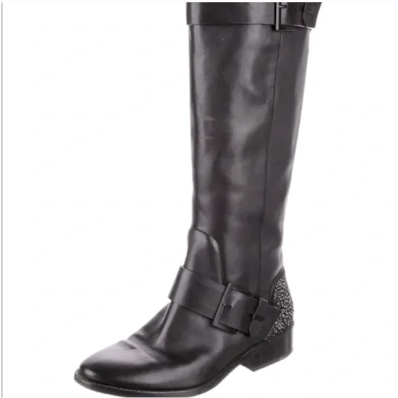 Brian Atwood Black Leather Riding Boots - Picture 6 of 13